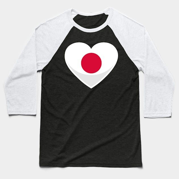 Japan Flag Heart Baseball T-Shirt by SunburstGeo